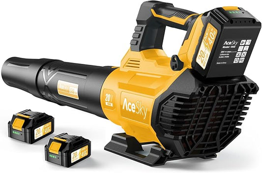 Leaf Blower Cordless - 2025 Update 150000RPM & 3 Speed Levels Electric Leaf Blower with 2 x 4.0Ah Battery and Charger, Extension Tube Blower for Lawn Care, Yard, Garage, Blowing Leaves, Dust or Snow