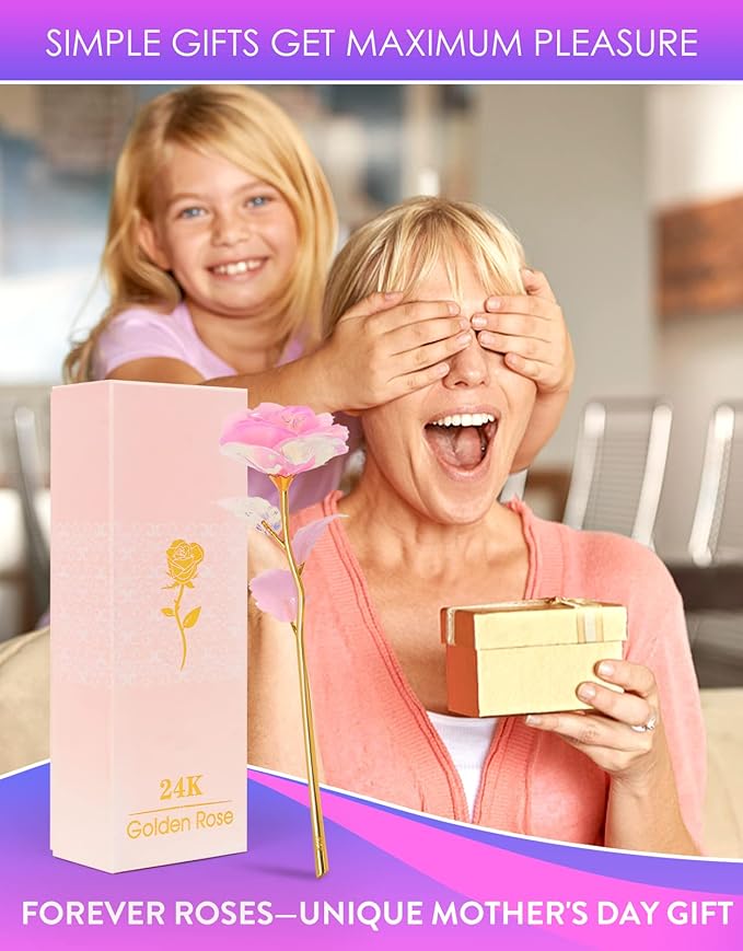 Mothers Day Mom Gifts for Women Birthday Gifts for Women Galaxy Rose Glass Flowers Forever Eternal Roses Artificial Flowers Gifts for Grandma Wife Daughter