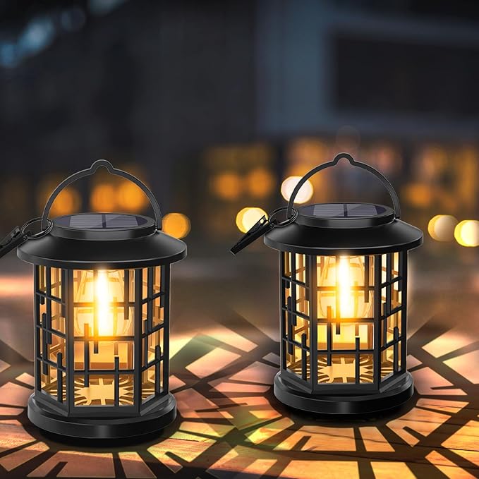 Solar Lanterns Outdoor Waterproof, Outdoor Solar Lights for Garden, Patio Yard Party Outdoor Decor, 2 Pack