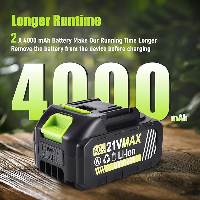 Leaf Blower Cordless with 2 Battery and Charger, Electric Blowers for Lawn Care & Garden, 21V 4000mAh Battery Powered Leave Blowers, Lightweight Handheld Blower for Patio, Car, Dust, Driveway