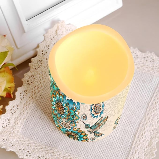 Ystardream Western Hummingbird Flameless Candles with Timer Led Candles Flickering 4 Candle Sets for Home Decor,18 Key Remote Control，Dancing Flames, True Wax, Battery Powered.