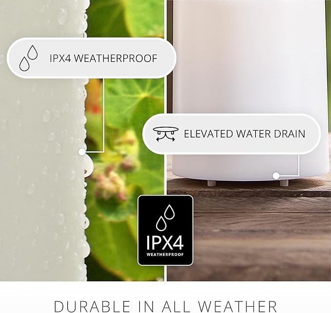 Luminara Outdoor Votive Flameless LED Candle, Timeless Taupe 2" x 3.2", Moving Flame Battery Operated Timer Remote Ready IPX4 Matte Plastic Finish