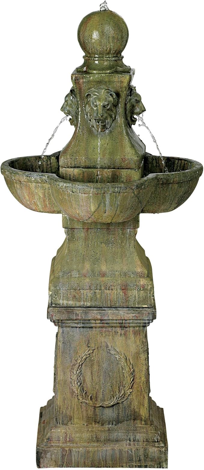Royal Lion 54" High Large Italian Outdoor Decor Faux Stone Floor Fountain Standing Pedestal Tall Bubbler Water Feature for Outside Garden Patio Yard Backyard Porch Deck Relaxation - John Timberland