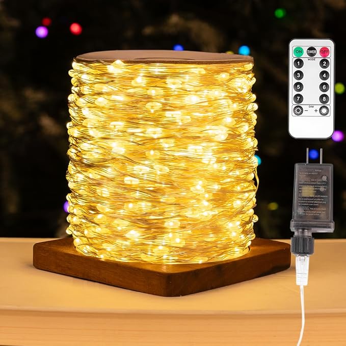 Fairy Lights Plug in,100FT 300 LEDs Waterproof Led String Lights,Twinkle Light with 8 Modes Remote for Outdoor Indoor Christmas Wedding Birthday Garden Party Decorations,Warm White