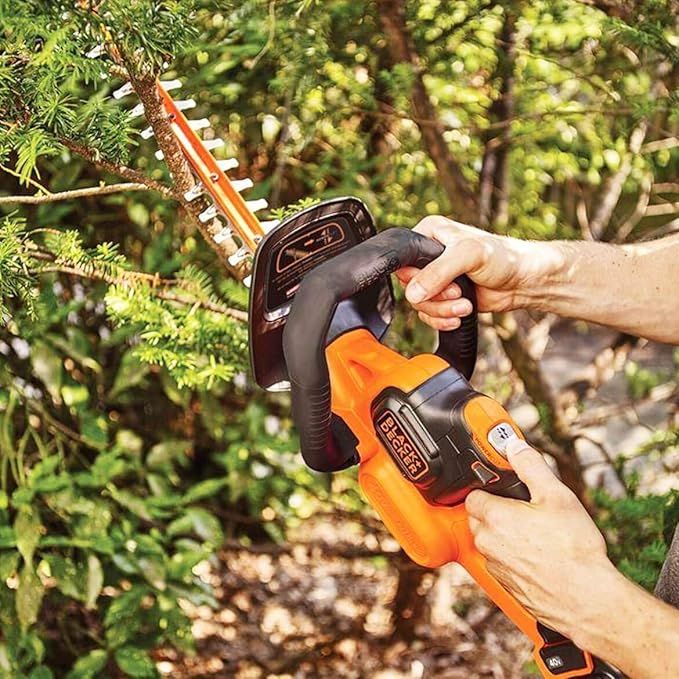 BLACK+DECKER 40V MAX Cordless Hedge Trimmer, 24-Inch Brush Trimmer with Battery and Charger (LHT341FF)