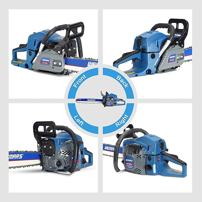 62cc Gas Chainsaws 20 Inch Bar Power Chain Saws, Gas Powered Chainsaw 2 Stroke Handed Petrol Gasoline Chain Saw for Cutting Wood Outdoor Garden Farm Home Use with Tool Kit，(6220G)