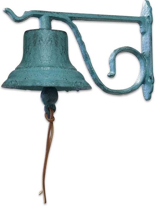 NACH Rustic Cast Iron Doorbell, Small Door Bells for Homes, Dinner Bell, Small Bell, Kitchen Door Bell, Turquoise Door Bell, 8.5x5x6.5 Inches, JS-90-091AT