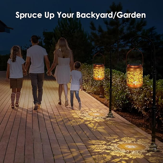 Garden Decor Birthday Gifts for Women, Sunflower Solar Lanterns Outdoor Decoration, Mothers Day Gifts for Mom Grandma, Hanging Solar Lights Outside for Yard, Patio, Backyard, Porch (2 Pack)