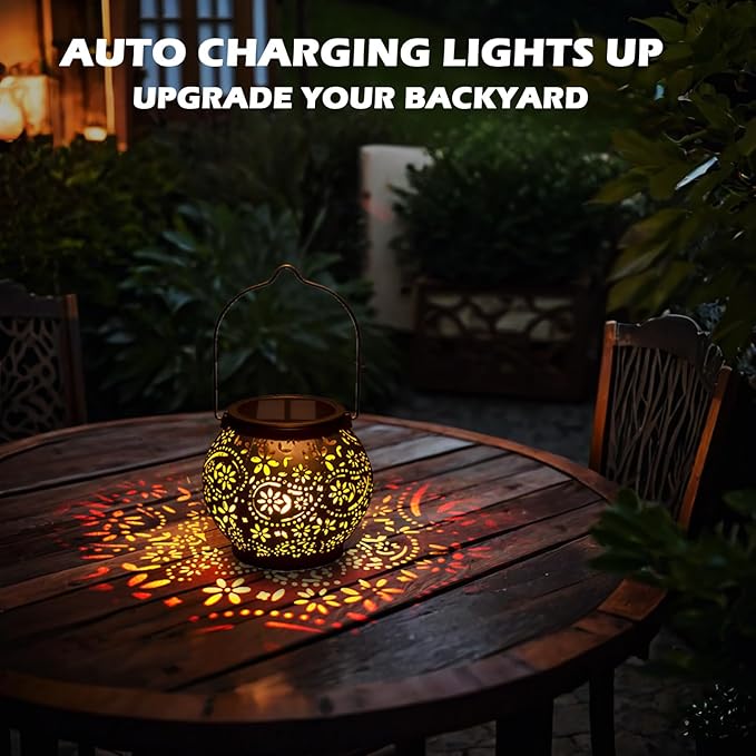 LeiDrail Hanging Solar Lanterns 2 Pack Solar Lanterns Outdoor Waterproof Garden Metal Decorative Light for Yard Patio Tree Tabletop Landscape