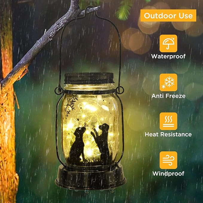 Kyoryuger Dog Solar Lanterns 3in1 Dog Lights Garden Decor Gifts for Women Mom Grandma Unique Teen Girl Gifts Christmas Gifts for Dog Lovers Decorative Pet Memory Lanterns for Yard Lawn Patio Landscape
