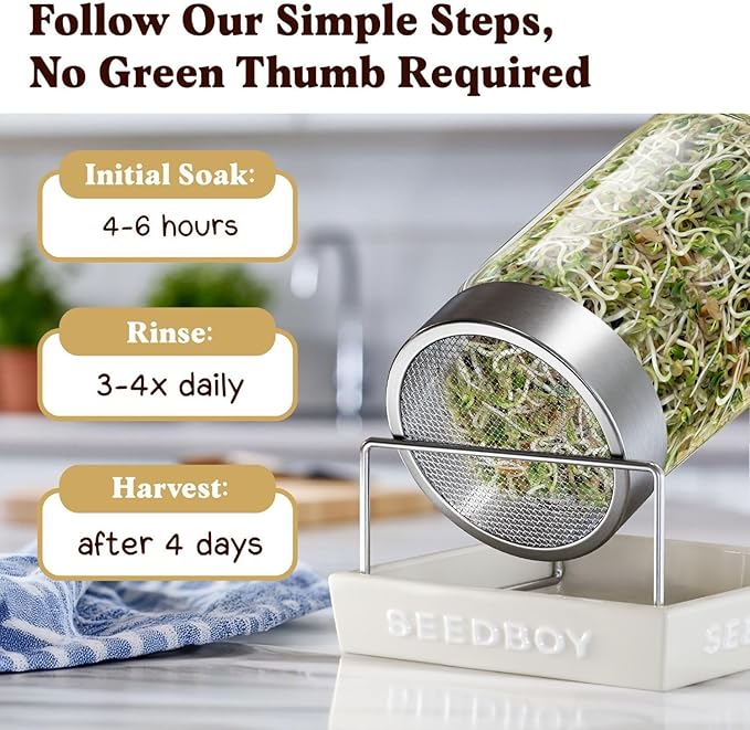 Seedboy Organic Fenugreek Seeds for Sprouting - Non-GMO, USDA Organic Microgreens Sprouting Seeds Mix - Makes 8 Quarts of Sprouts, 24 Servings (8 oz) (Fenugreek)