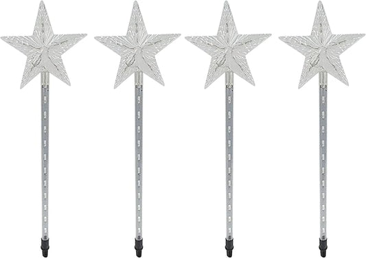 Alpine Corporation Holiday Décor Shooting Star Garden Stake with LED Lights, 4-Pack, Christmas Decoration
