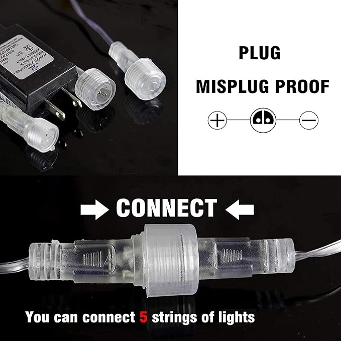 TW SHINE White Christmas Meteor Shower Lights Outdoor, 288LED 12" 8 Tubes Waterproof Christmas Lights Outdoor Plug in, Snow Falling Rain Icicle Xmas Lights Decorations, White