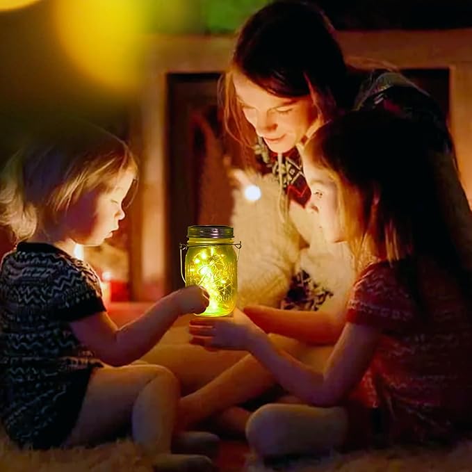 ANGMLN Solar Mason Jar Lights Lids, 10 Pack 30 LED Solar Fairy Lights for Regular Mouth Mason Jars, Outdoor Hanging Mason Jar Lights for Garden Yard Decor, Wedding Christmas Gifts (Jars Not Included)