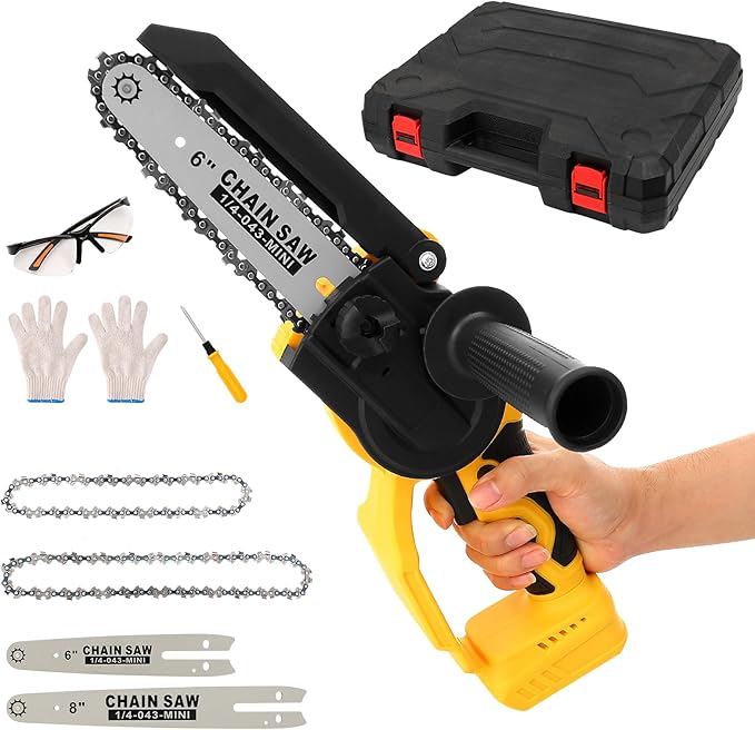 Mini Chainsaw for Dewalt 20V MAX Battery, Brushless 8 Inch & 6 Inch Handheld Pruning Chainsaws with Security Lock, Cordless Portable Chain saw for Tree Branches/Wood Cutting(Tool Only)