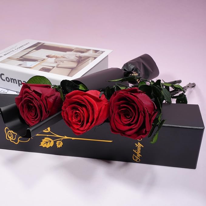 Yamonic Preserved Flower Rose Birthday Gifts for Women, Mothers Day Rose Flowers Gifts for Mom, Real Flower for Women, Grandma, Wife, Girlfriend Gifts for Christmas, Valentine's Day