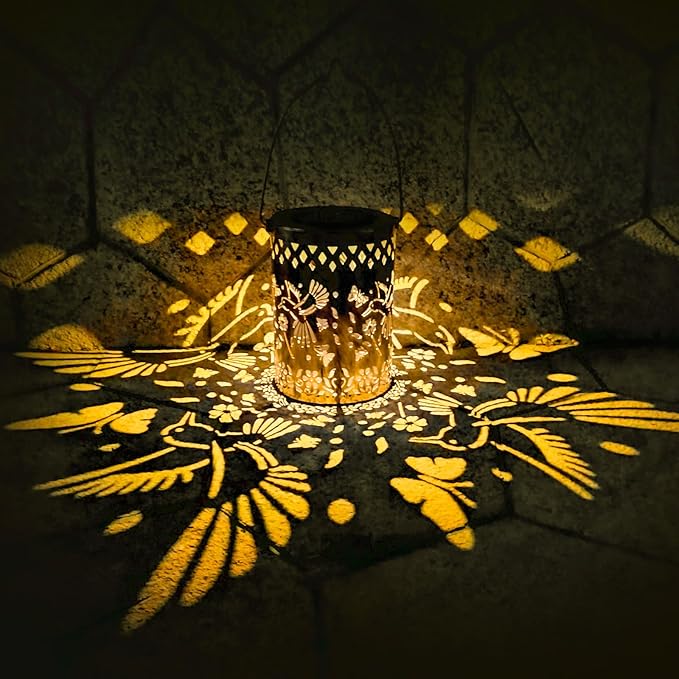 Solar Lanterns Outdoor Waterproof Hummingbird Garden Decor Birthday Gifts for Women Mom Grandma Hanging Solar Lights Lantern Metal Decoration Outside for Yard, Patio, Backyard, Porch