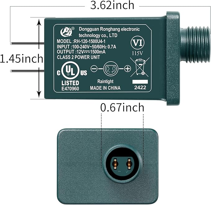 Replacement Yard Inflatable Adapter Power Supply Adaptor - 12V 1.0A 1Pcs -Inflatable Plug Replacement Class 2 Power Supply - Green - for Halloween Yard Blow Up Decorations