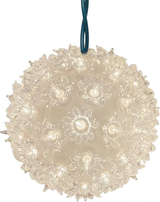 50 Warm Clear Sphere Light, UL Listed and Commercial Grade Christmas Hanging Sphere 6 Inches, for Indoor and Outdoor Use.
