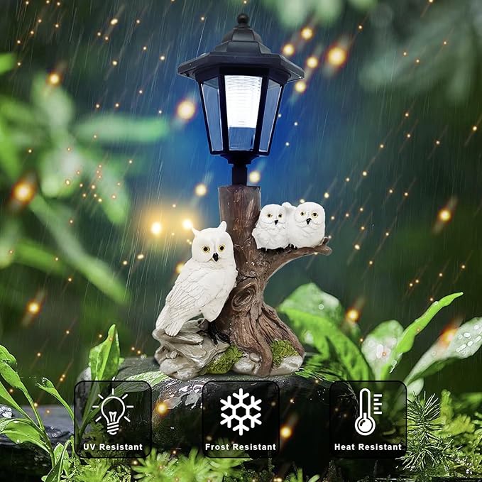 Owl Solar Lights Outdoor Garden,Solar Owls for Outdoors,Solar Powered Owl Garden Statues Decor,Unique Gifts Lights for Patio,Yard,Balcony