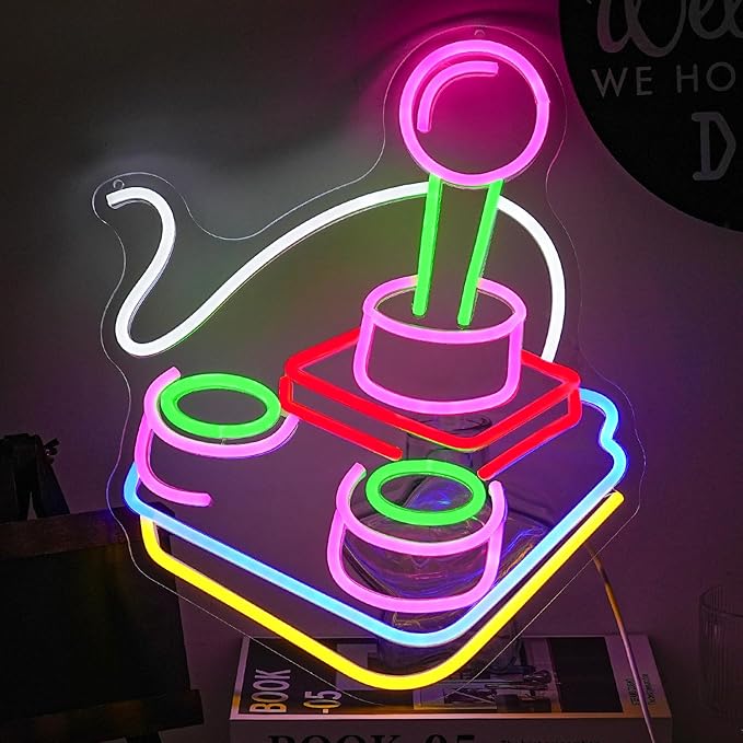 Alkkign Gamer Neon Sign for Wall Decor Game Controller Neon Signs Gaming Neon Light for Gamer Room Decor Game LED Sign for Teen Boys Room Gaming Room Decoration