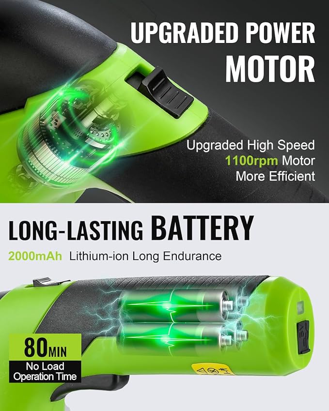 WORKPRO Cordless Grass Shear & Shrubbery Trimmer - 2 in 1 Handheld 7.2V Electric Grass Trimmer Hedge Shears/Grass Cutter Rechargeable Lithium-Ion Battery and Type-C Cable Included