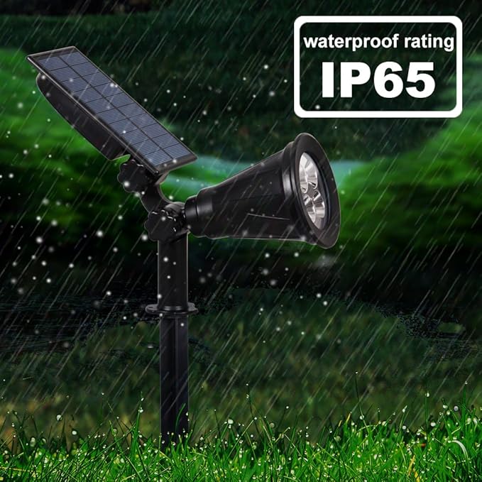 T-SUN Blue Solar Spotlights, Outdoor Waterproof Auto ON/Off Adjustable Garden Pond Lights for Tree, Patio, Yard, Driveway, Stairs, Pool Area