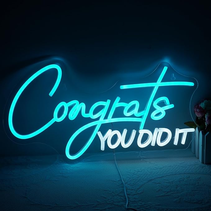WLHOPE Congrats Grad Neon Sign for 2025 Graduation Decorations LED Neon Light Decor for Graduation Party Gift, Adjustable Congrats Led Sign for Class Room Dorm Backdrop