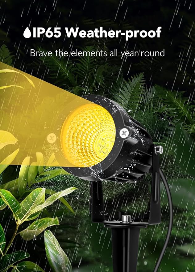 Low Voltage Landscape Lighting Kit: 4-IN-1 LED Low Voltage Landscape Lights with Plug-in Transformer | 6W 24V 2700K Warm White Outdoor Spot Lights, IP65 Waterproof Spotlight for Yard House Garden Tree