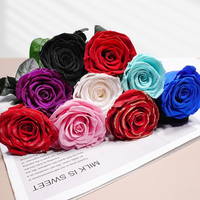 Yamonic Preserved Flowers Rose Gifts for Women Mom, Mothers Day Rose Flowers Gifts for Mom, Real Flower Birthday Mom Gifts for Grandma, Wife,Girlfriend, for Valentine's Day,Anniversary