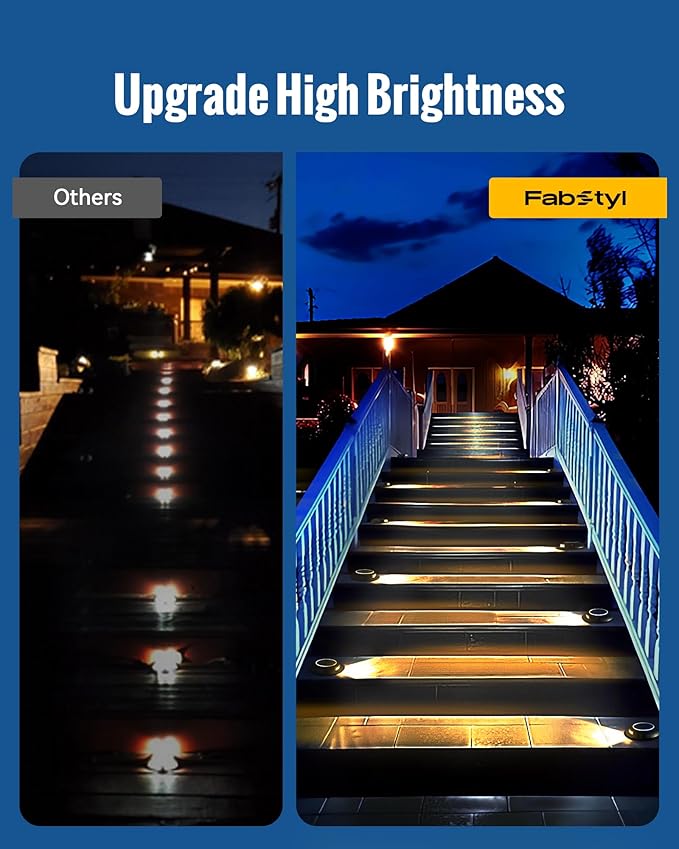 Solar Deck Driveway Lights, 12 Pack Solar Marina Dock Lights Outdoor Waterproof IP68, 2 Colors in 1 Outdoor Driveway Marker for Warning Stair, Sidewalk, Pathway, Patio, Garden Decor