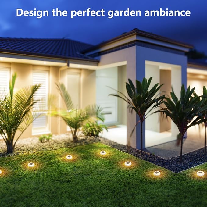 Solar Ground Lights,8 Pack Solar Lights Outdoor Waterproof, Solar Garden Lights for Outside Patio Pathway Yard Lawn Driveway Deck Step Walkway,Outdoor Chrismtas Decorations