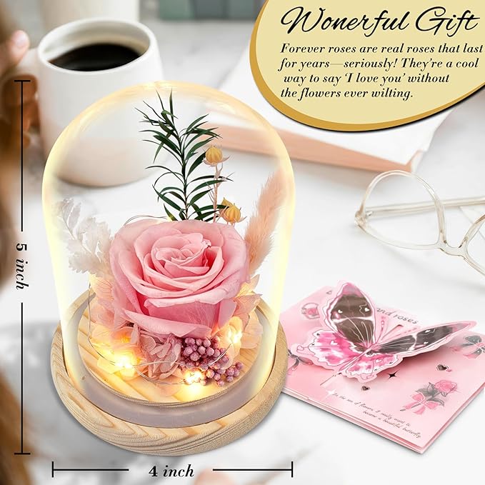 Flowers, Roses Gift – Fresh Flowers Bouquet & Preserved Roses for Home Decor – Forever Flowers for Delivery Prime to Show Love for Women, Unique for Mother's Day & Christmas
