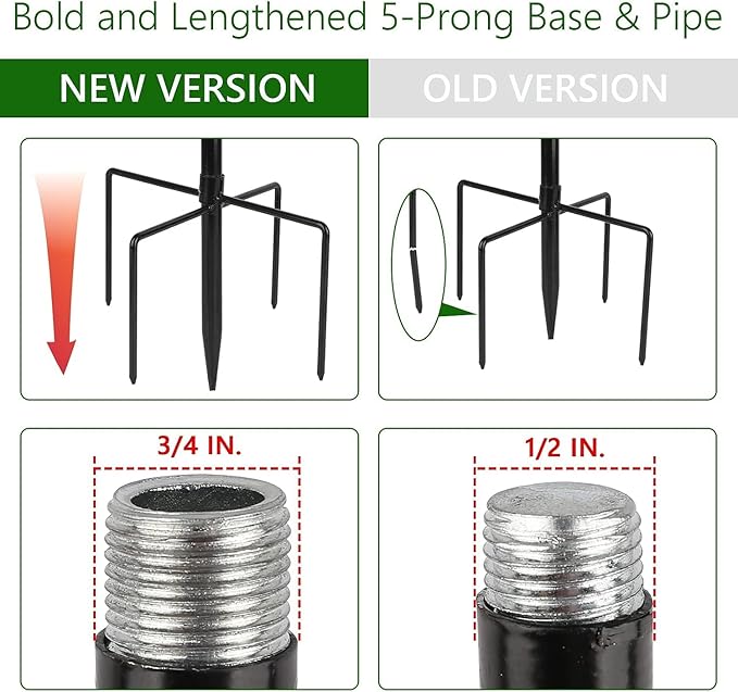 Shepherds Hooks for Outdoor Hummingbird Bird Feeder Pole Hanger 49 Inches with 5 Prongs Base Stainless Metal Adjustable Garden Hanging Holder Weddings Garden Decor Butterfly 1-Pack