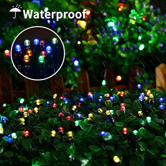 JMEXSUSS 8 Modes Christmas Tree Lights Multicolor, 250 LED Multicolor Christmas Lights Indoor, 91.5ft Green Wire Waterproof Christmas Lights Outdoor for Tree Party Garden Patio Christmas Decoration