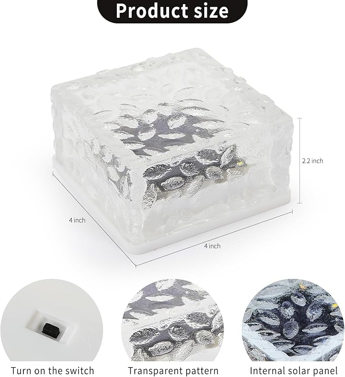 Solar Brick Lights, Outdoor Solar Lights, 4.3 * 4.3in Solar Lights 3 Pieces, Fairy Lights, Solar Brick Landscape Path Light for Garden Decor Outside,Walkway, Patio Decor