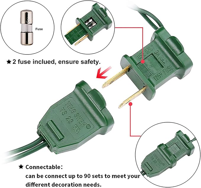 MULTI-SPARKING White LED Christmas Lights - 35 Count Warm White Christmas String Lights for Small Tree, Crafts, Holiday, Indoor/Outdoor Decorations, 11 Feet Green Wire, UL Certified, Connectable