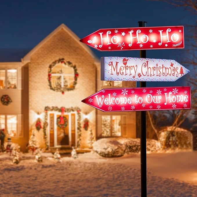 pearlstar Christmas Solar Pathway Stake Lights Decorations - 24 White LED Solar Outdoor Lights Waterproof Yard Landscape Sign Pathway Markers for Xmas Patio Garden Home Decor