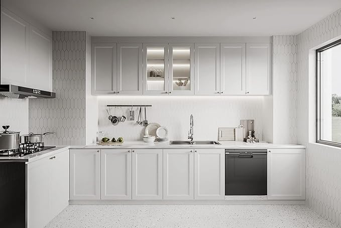 Dimoon 236''x23.6'' White Thicken Peel and Stick Wallpaper Contact Paper Modern Self Adhesive Wall Paper Removable Renter Friendly Textured Solid Color Shelf Vinyl Roll (236''x23.6'',White Thicken)