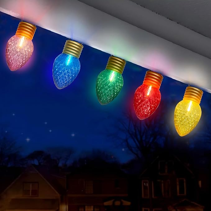 Jumbo Multicolor Christmas String Lights,16FT Jumbo Christmas Hanging Lights with 10 5'' LED C9 Large Strawberry Multicolor Bulbs, Hanging Christmas Decorations Lights for Home Tree Roof Yard Garden
