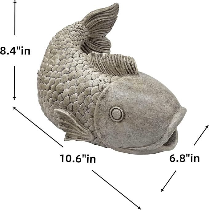 Real Fish Sculpture Gutter Diverter Rain,Eco-Friendly Resin Gutter Extender Diverter,Deco Gutter Extension Downspout, Splash Block, Perfect Rain Gutter Downspout Extension for 3"x4" Downspouts