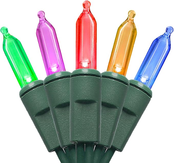 Multicolor LED Christmas Lights - 35 Count Multi-Colored Christmas String Lights for Small Tree, Crafts, Holiday, Indoor/Outdoor Decorations, 11 Feet Green Wire, UL Certified, Connectable