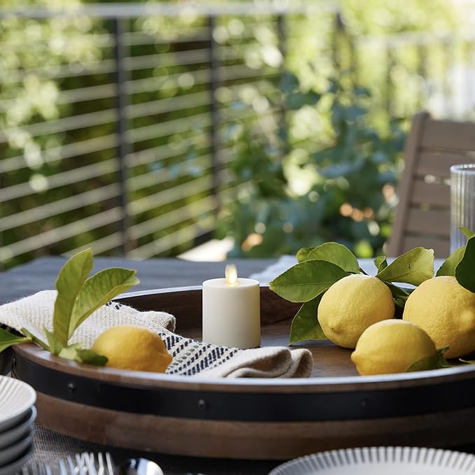 Luminara Outdoor Votive Flameless LED Candle, Pearl Ivory 2" x 3.2", Moving Flame Battery Operated Timer Remote Ready IPX4 Matte Plastic Finish