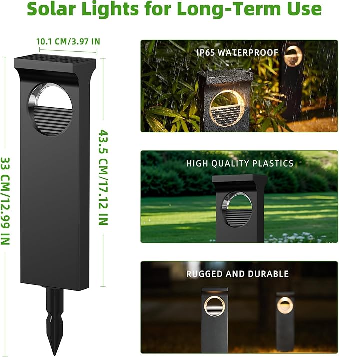 Solar Pathway Lights Outdoor, 6 Pack Upgraded Moon Shaped Landscape Lights - Brighter & Waterproof Solar Powered Decor for Yard, Garden, Path, Walkway Outside Decoration