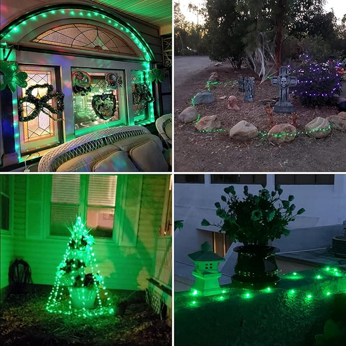 RUICHEN Green Dimmable Fairy Lights Plug in, Super Long 165 Ft 500 LED Twinkle String Lights with Remote, Waterproof Silver Wire Firefly Lights for Christmas Wedding Party Bedroom Patio Garden