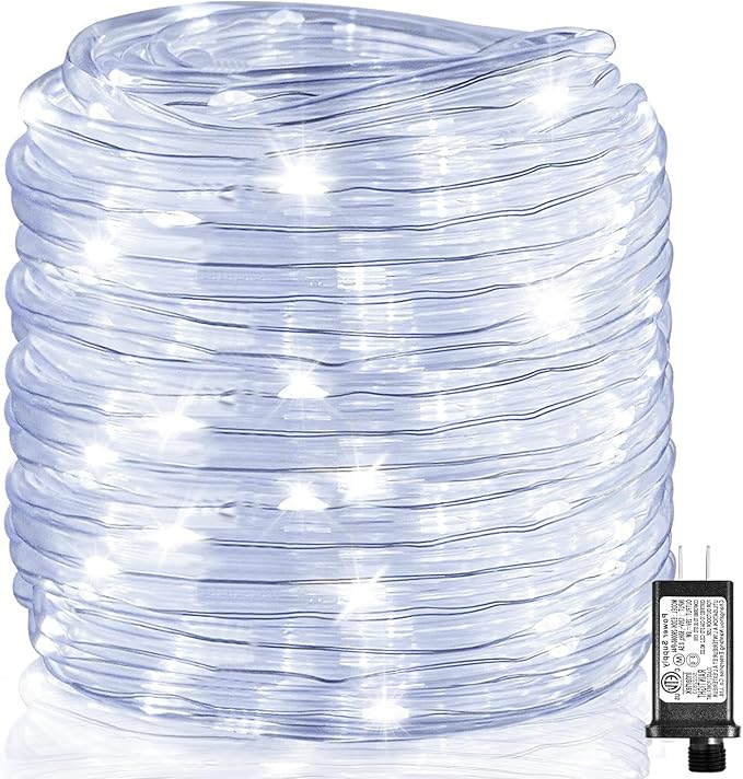 100FT 300 LED Rope Lights for Outside, Christmas String Lights with Waterproof 8 Modes, Connectable Plug in Fairy Lights for Indoor Bedroom Outdoor Patio Pool Garden Party Holiday Decor, White