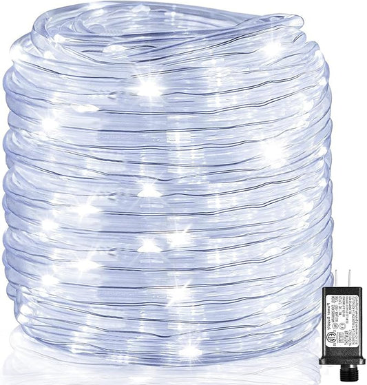 100FT 300 LED Rope Lights for Outside, Christmas String Lights with Waterproof 8 Modes, Connectable Plug in Fairy Lights for Indoor Bedroom Outdoor Patio Pool Garden Party Holiday Decor, White