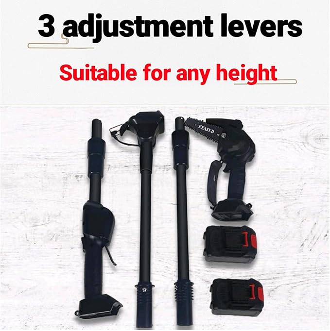 High Branch Chainsaw. 6-inch Brushless Lithium Pole Saw. 2 x 24V Battery and Charger. Three Telescopic rods. Lightweight Garden Pruning Tool. for Tree Pruning.