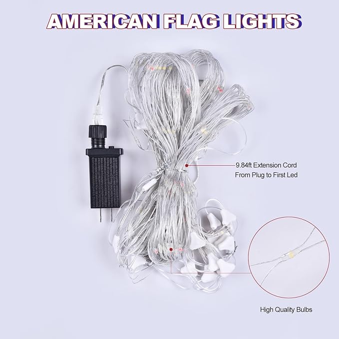 LGBTQ Pride Flag Outdoor 6.6 x 3.3 Foot, 8 Modes Rainbow String Lights with 384 Super Bright LED, Vivid Colors Waterproof Pride Decorations, Progress Pride Flag for Pride Month, Room, Party and Yard