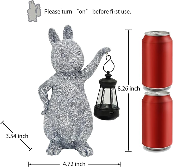 AVEKI Solar Bunny Statue Garden Outdoor Decor, Cute Rabbit Figurines Waterproof Garden Decor with Solar Lantern, Bunny Decor for Yard Art Lawn Porch, Women Gifts for Mom Grandma (Rabbit)